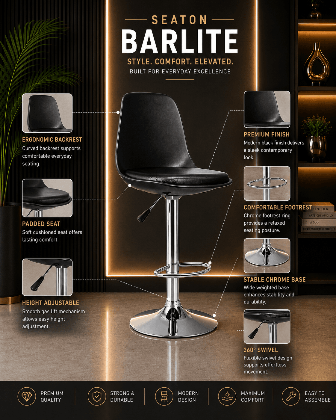 Azure Blue Task Chair - View 2