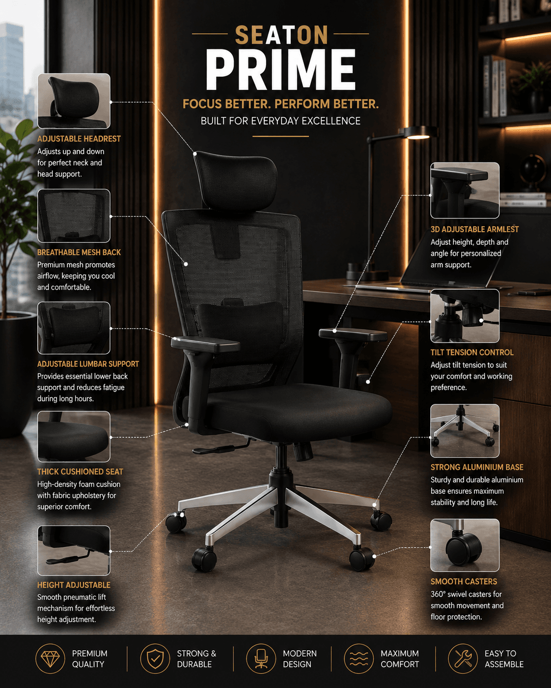Alpine White Mesh Chair - View 2