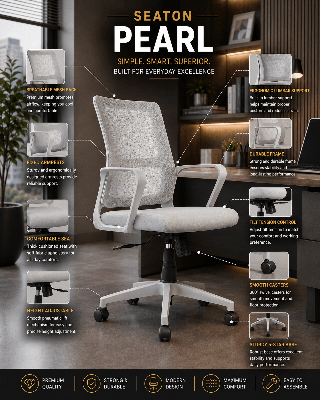 Onyx Black Mesh Chair - View 2