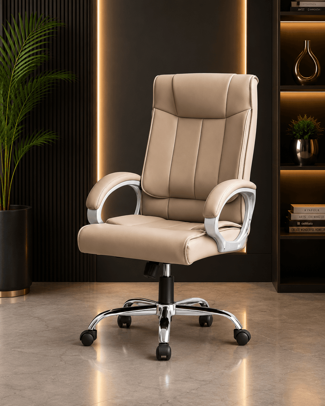 Beige Leather Executive Chair