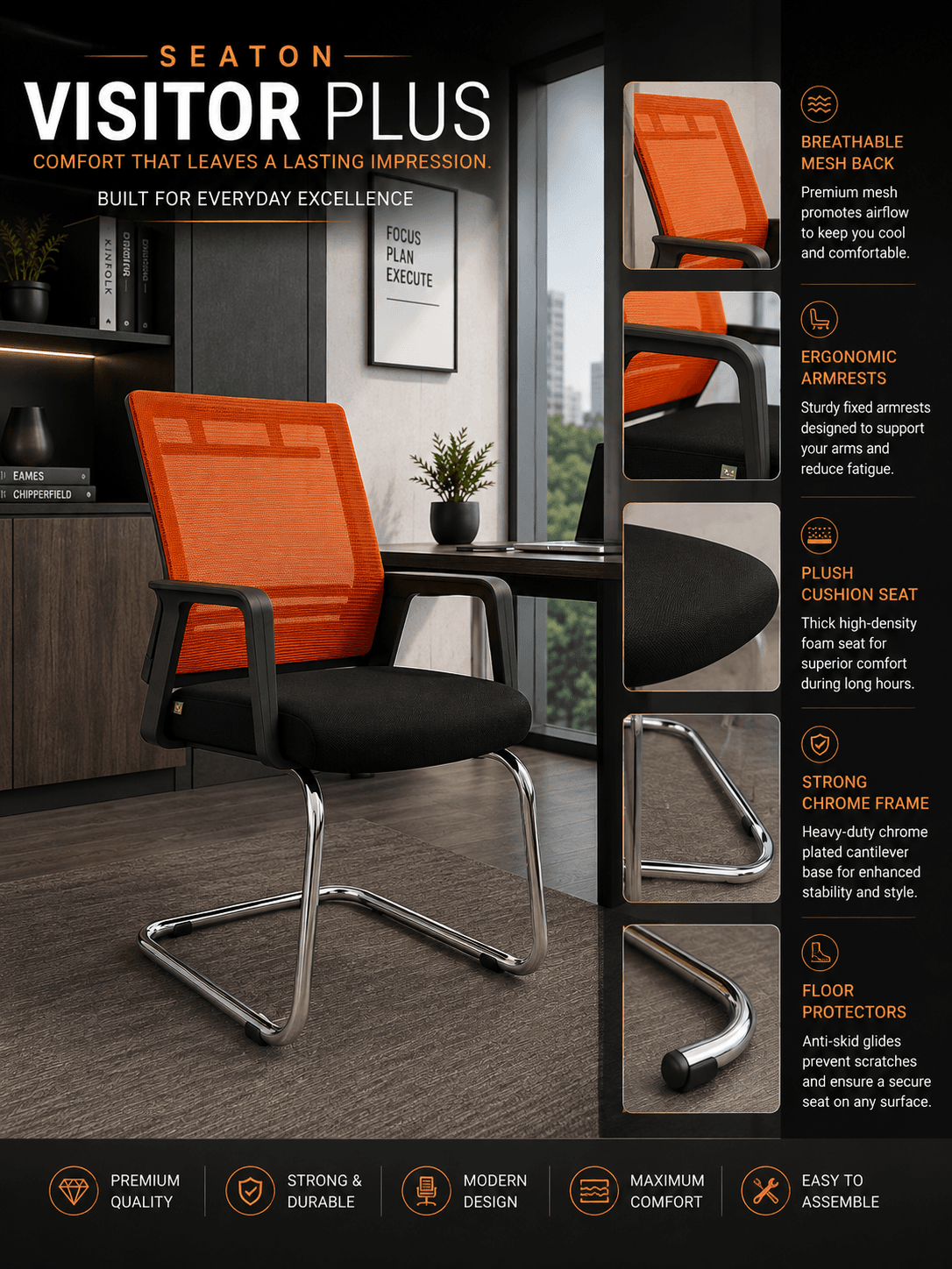 Orange Visitor Chair - View 2
