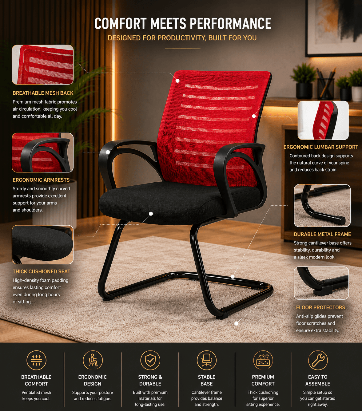 Visitor Mesh Chair — Red Edition - View 2